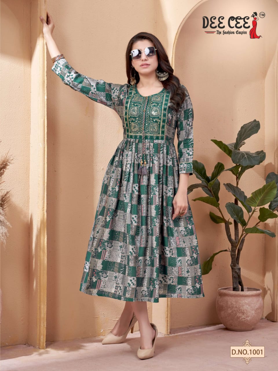 Marlena By Dee Cee Chanderi Printed Anarkali Kurtis Exporters in India